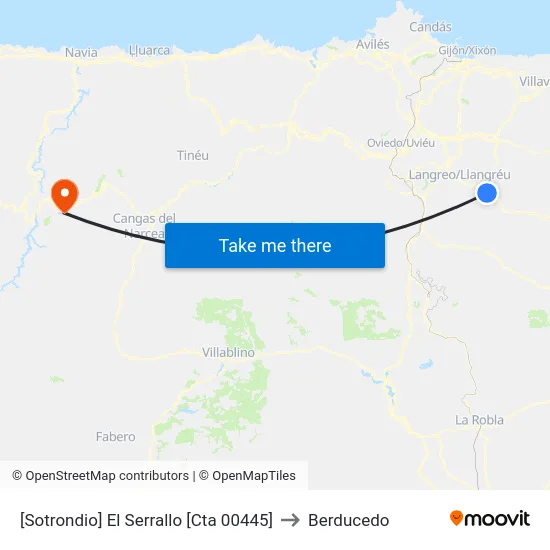[Sotrondio]  El Serrallo [Cta 00445] to Berducedo map