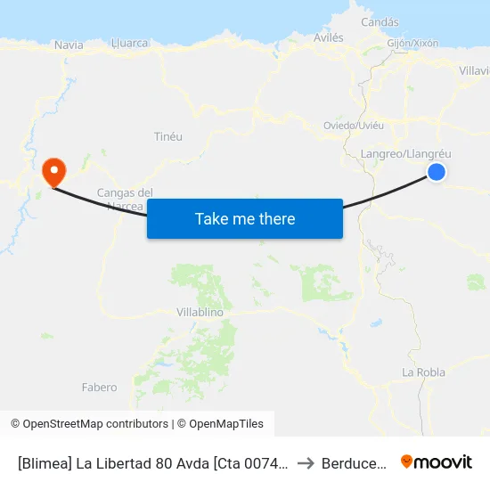 [Blimea]  La Libertad 80 Avda [Cta 00748] to Berducedo map