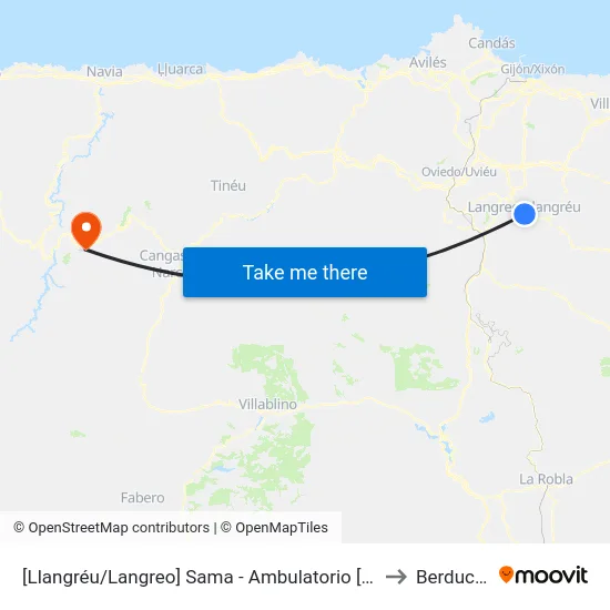 [Llangréu/Langreo]  Sama - Ambulatorio [Cta 00757] to Berducedo map