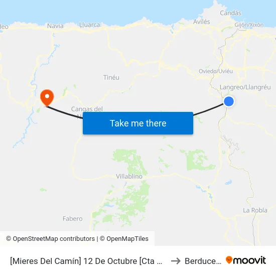 [Mieres Del Camín]  12 De Octubre [Cta 01127] to Berducedo map