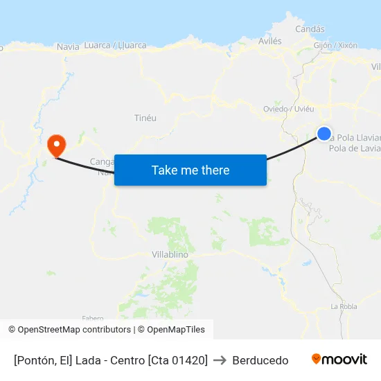 [Pontón, El]  Lada - Centro [Cta 01420] to Berducedo map