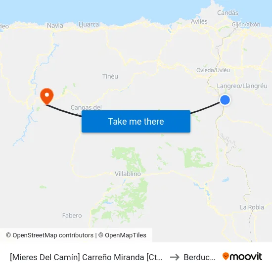 [Mieres Del Camín]  Carreño Miranda [Cta 01589] to Berducedo map