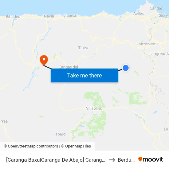 [Caranga Baxu|Caranga De Abajo]  Caranga Baxu [Cta 01623] to Berducedo map