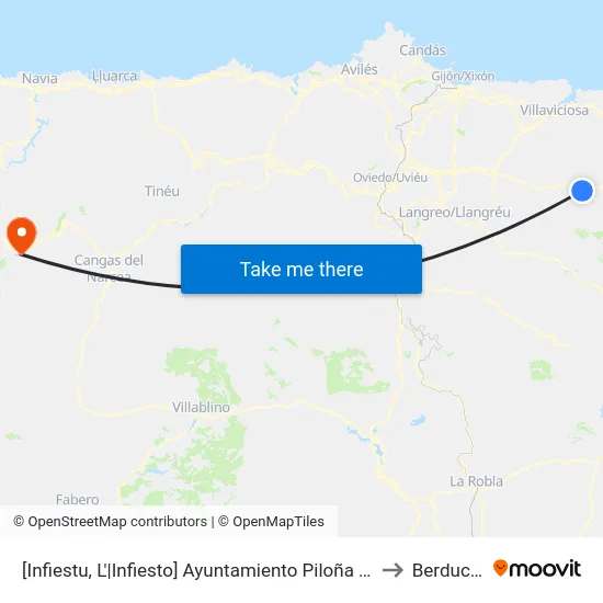 [Infiestu, L'|Infiesto]  Ayuntamiento Piloña [Cta 01934] to Berducedo map