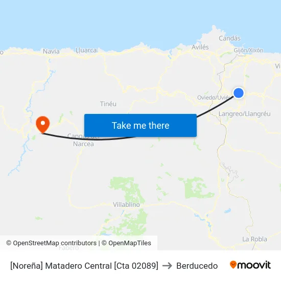 [Noreña]  Matadero Central [Cta 02089] to Berducedo map