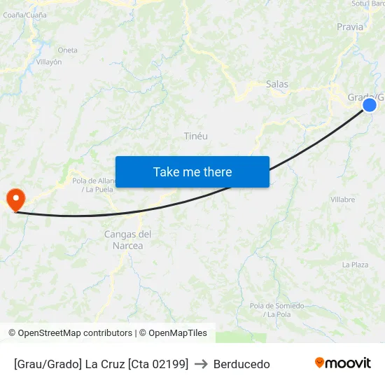 [Grau/Grado]  La Cruz [Cta 02199] to Berducedo map