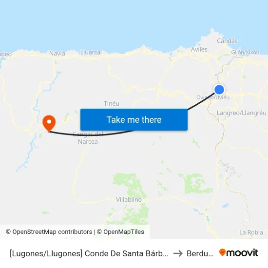 [Lugones/Llugones]  Conde De Santa Bárbara 12 [Cta 02470] to Berducedo map