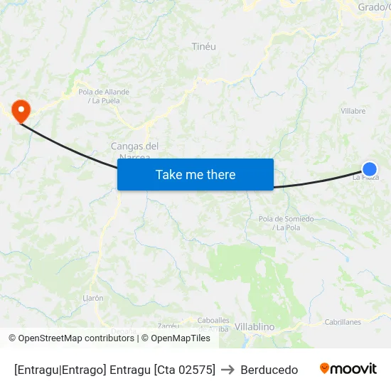 [Entragu|Entrago]  Entragu [Cta 02575] to Berducedo map