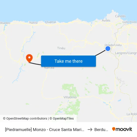 [Piedramuelle]  Monzo - Cruce Santa Marina [Cta 02596] to Berducedo map