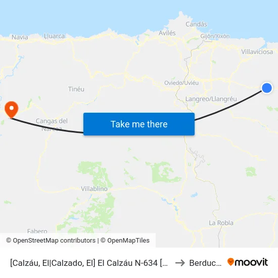 [Calzáu, El|Calzado, El]  El Calzáu N-634 [Cta 03116] to Berducedo map