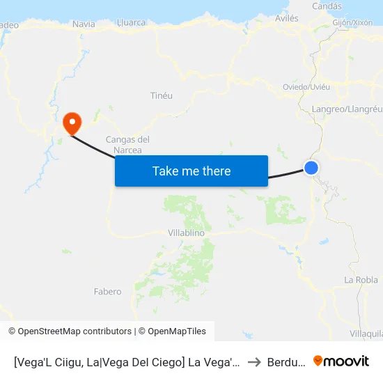 [Vega'L Ciigu, La|Vega Del Ciego]  La Vega'L Ciigu [Cta 03171] to Berducedo map