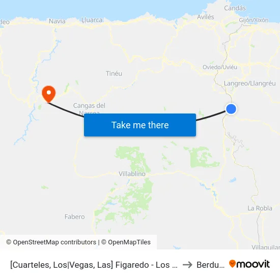 [Cuarteles, Los|Vegas, Las]  Figaredo - Los Cuarteles [Cta 03214] to Berducedo map