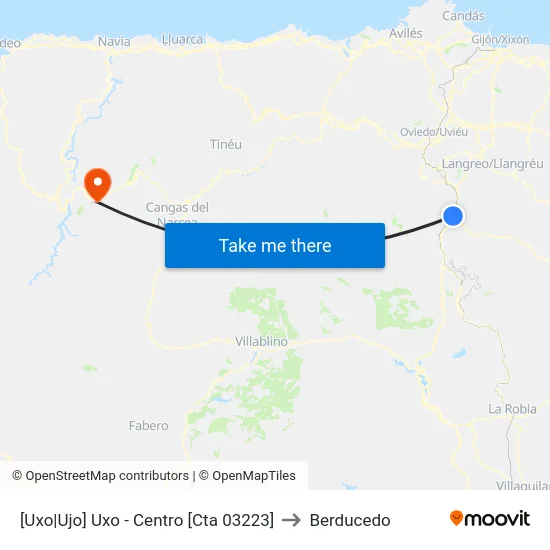 [Uxo|Ujo]  Uxo - Centro [Cta 03223] to Berducedo map