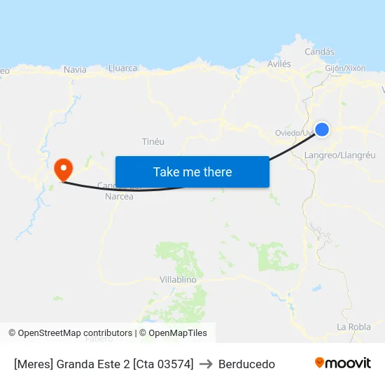 [Meres]  Granda Este 2 [Cta 03574] to Berducedo map
