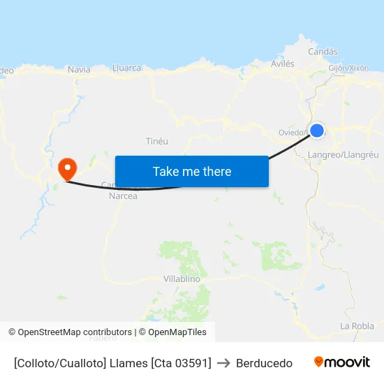 [Colloto/Cualloto]  Llames [Cta 03591] to Berducedo map