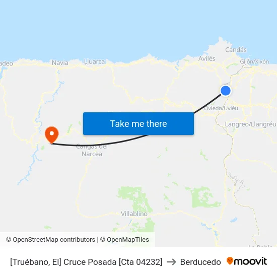 [Truébano, El]  Cruce Posada [Cta 04232] to Berducedo map