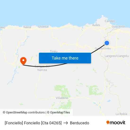 [Fonciello]  Fonciello [Cta 04265] to Berducedo map