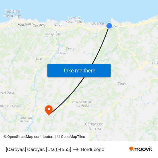 [Caroyas]  Caroyas [Cta 04555] to Berducedo map