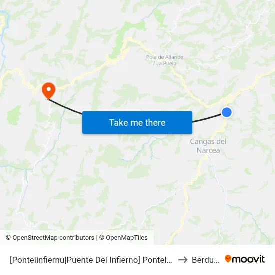 [Pontelinfiernu|Puente Del Infierno]  Pontelinfiernu [Cta 04653] to Berducedo map