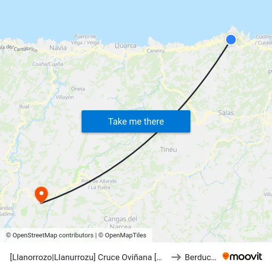 [Llanorrozo|Llanurrozu]  Cruce Oviñana [Cta 05171] to Berducedo map