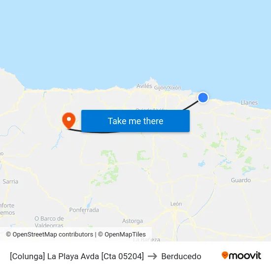 [Colunga]  La Playa Avda [Cta 05204] to Berducedo map