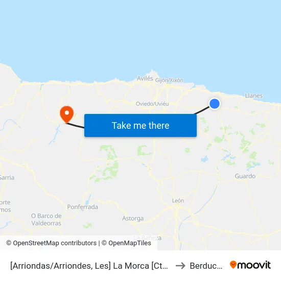 [Arriondas/Arriondes, Les]  La Morca [Cta 05426] to Berducedo map