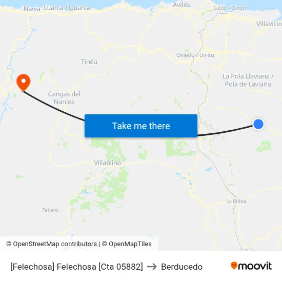 [Felechosa]  Felechosa [Cta 05882] to Berducedo map
