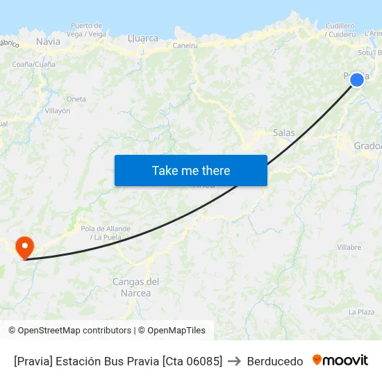 [Pravia]  Estación Bus Pravia [Cta 06085] to Berducedo map