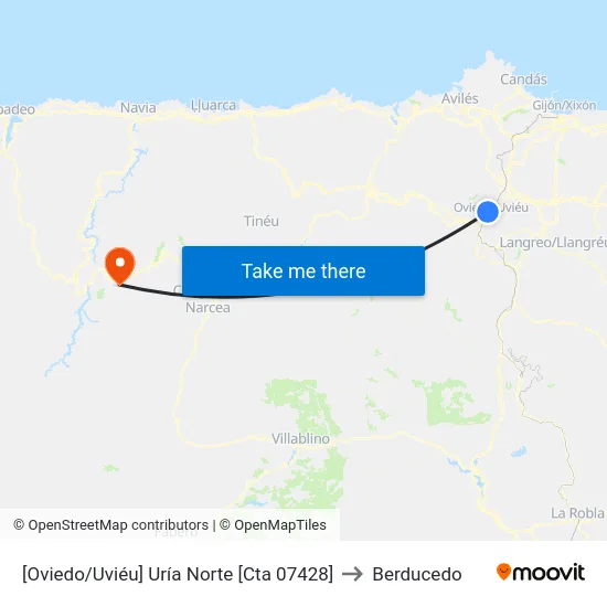 [Oviedo/Uviéu]  Uría Norte [Cta 07428] to Berducedo map