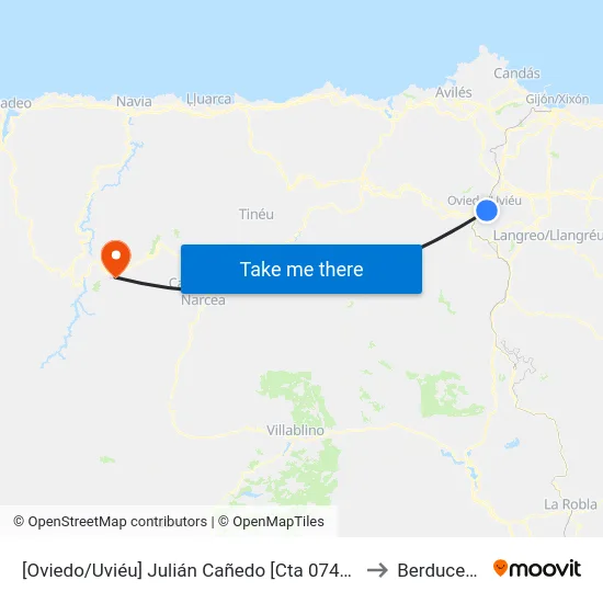 [Oviedo/Uviéu]  Julián Cañedo [Cta 07457] to Berducedo map