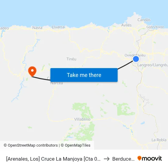 [Arenales, Los]  Cruce La Manjoya [Cta 07459] to Berducedo map