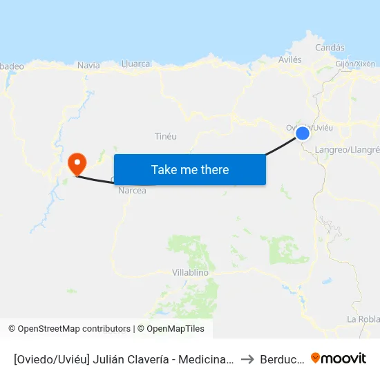 [Oviedo/Uviéu]  Julián Clavería - Medicina [Cta 07475] to Berducedo map