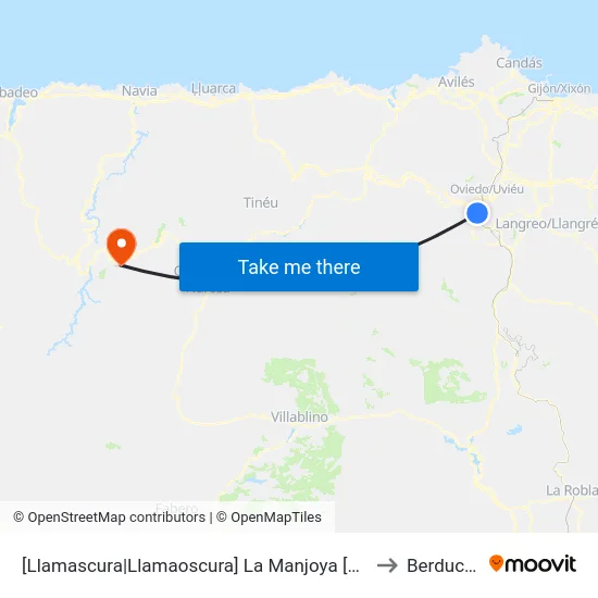 [Llamascura|Llamaoscura]  La Manjoya [Cta 07552] to Berducedo map
