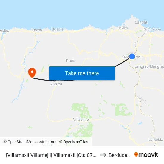 [Villamaxil|Villamejil]  Villamaxil [Cta 07636] to Berducedo map