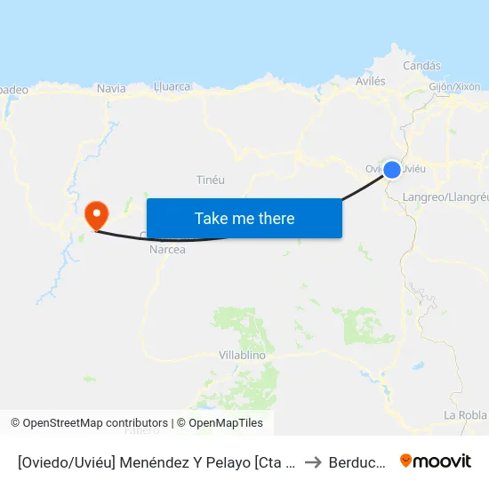 [Oviedo/Uviéu]  Menéndez Y Pelayo [Cta 07677] to Berducedo map