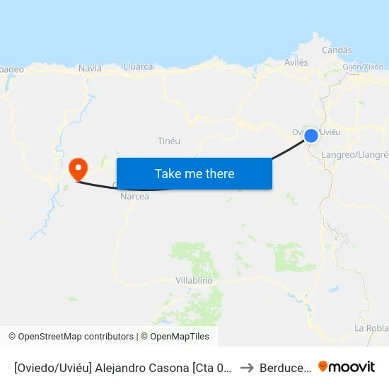 [Oviedo/Uviéu]  Alejandro Casona [Cta 07684] to Berducedo map