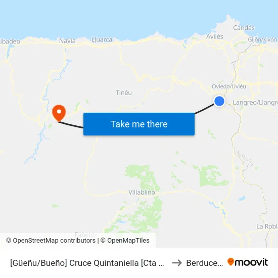 [Güeñu/Bueño]  Cruce Quintaniella [Cta 07856] to Berducedo map