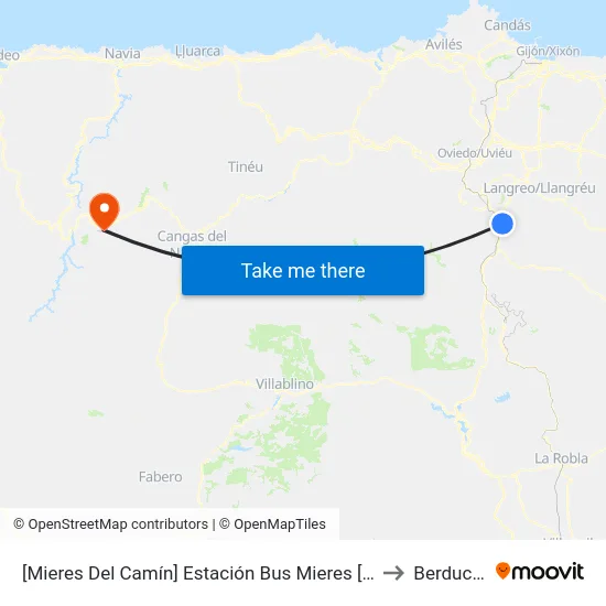 [Mieres Del Camín]  Estación Bus Mieres [Cta 07991] to Berducedo map