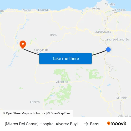 [Mieres Del Camín]  Hospital Álvarez-Buylla [Cta 16747] to Berducedo map