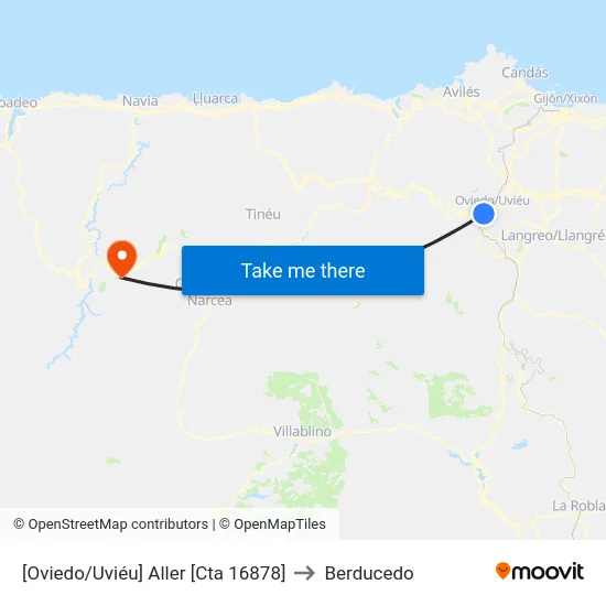 [Oviedo/Uviéu]  Aller [Cta 16878] to Berducedo map