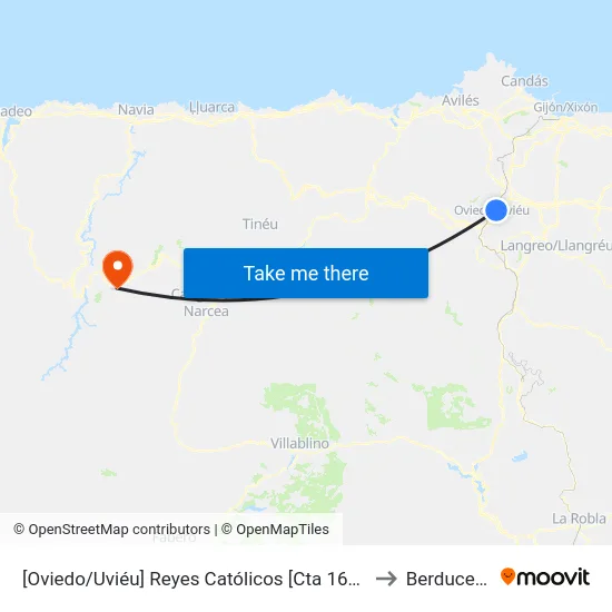 [Oviedo/Uviéu]  Reyes Católicos [Cta 16923] to Berducedo map