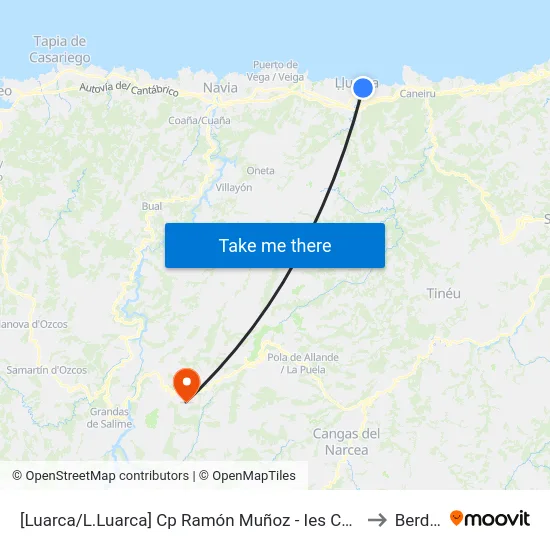 [Luarca/L.Luarca]  Cp Ramón Muñoz - Ies Carmen Y Severo Ochoa [Cta 08268] to Berducedo map