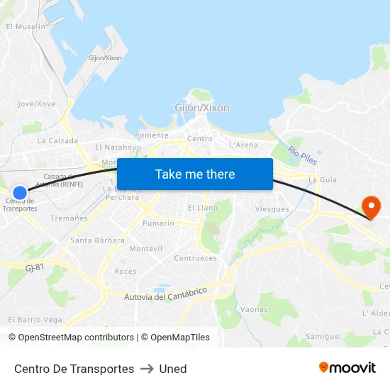Centro De Transportes to Uned map