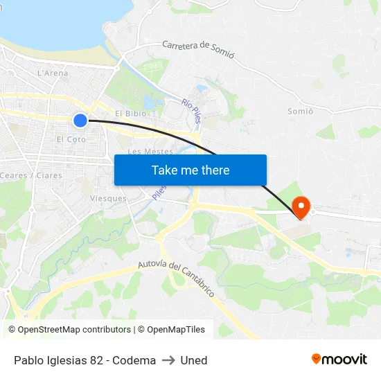 Pablo Iglesias 82 - Codema to Uned map