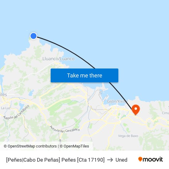 [Peñes|Cabo De Peñas]  Peñes [Cta 17190] to Uned map