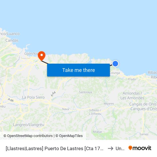 [Llastres|Lastres]  Puerto De Lastres [Cta 17246] to Uned map