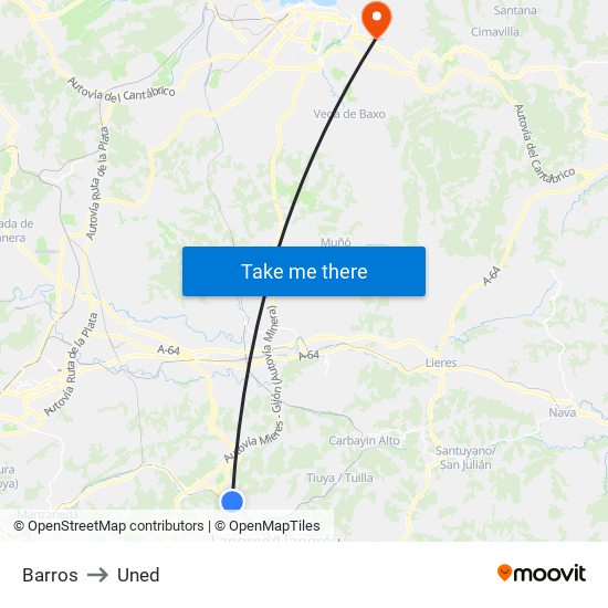 Barros to Uned map