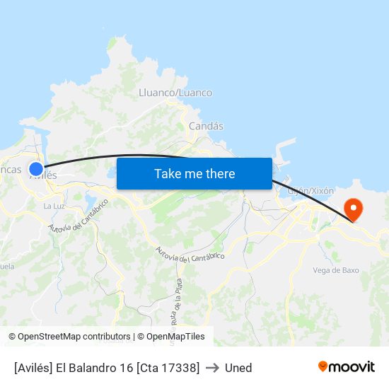 [Avilés]  El Balandro 16 [Cta 17338] to Uned map