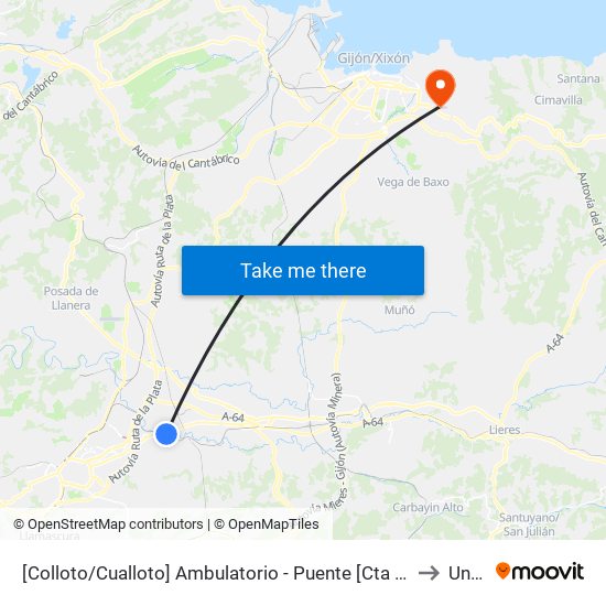 [Colloto/Cualloto]  Ambulatorio - Puente [Cta 20758] to Uned map