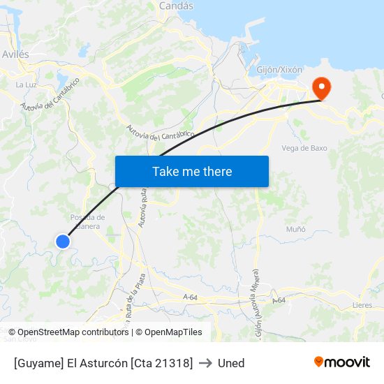 [Guyame]  El Asturcón [Cta 21318] to Uned map